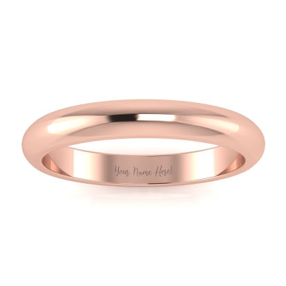 14K Rose Gold 3MM Ladies and Mens Wedding Band, Size 6, Free Engraving